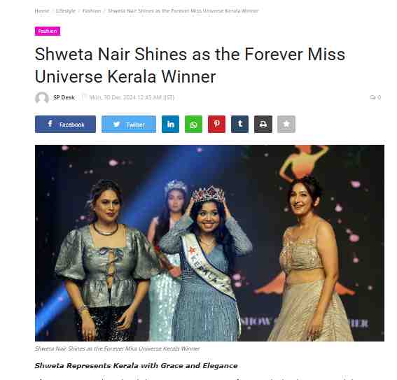 Forever Miss Universe 2024 Kerala Winner | Shweta Nair